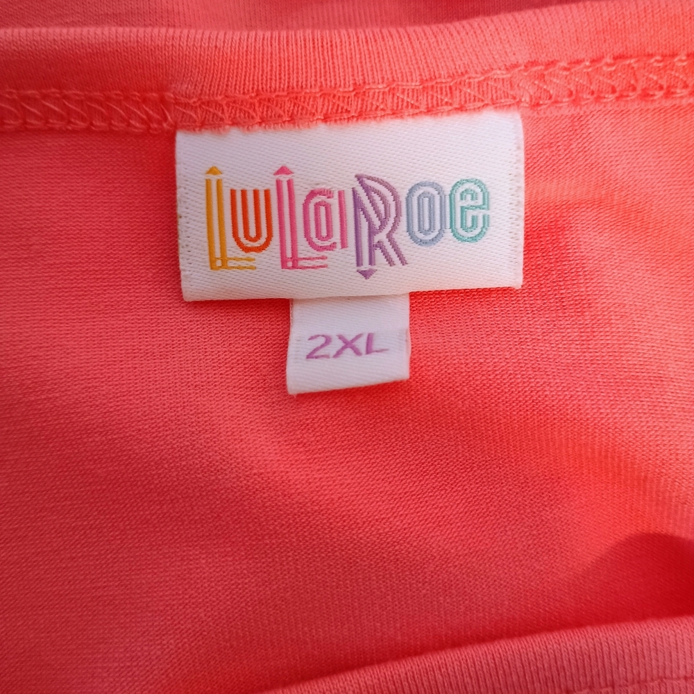Lularoe Solid Melon Colored Fitted Round Neck Elb… - image 4